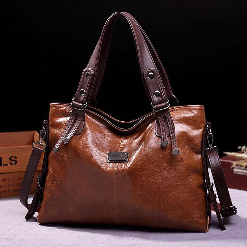 Women's Large Capacity Retro Leather Shoulder Crossbody Tote