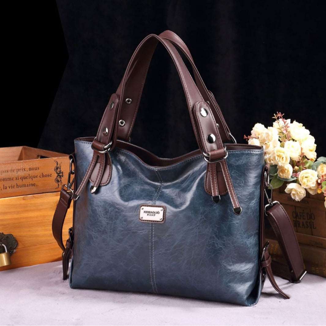 Women's Large Capacity Retro Leather Shoulder Crossbody Tote