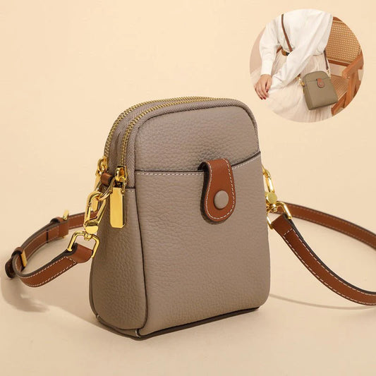 Women's Small Cowhide Leather Mobile Phone Crossbody Bag