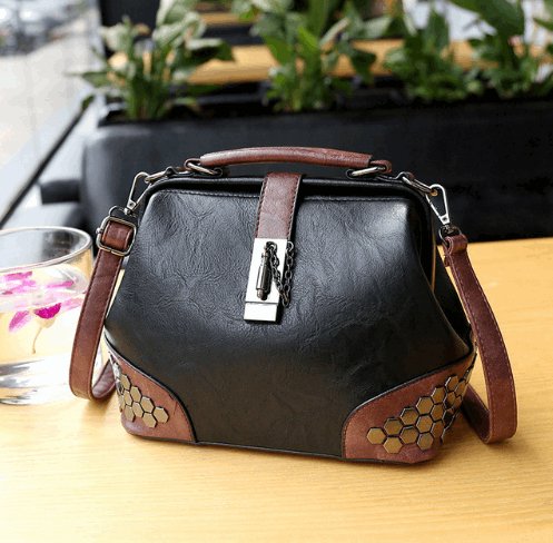 Women's Lock Chain Rivets Crossbody Shoulder Bag