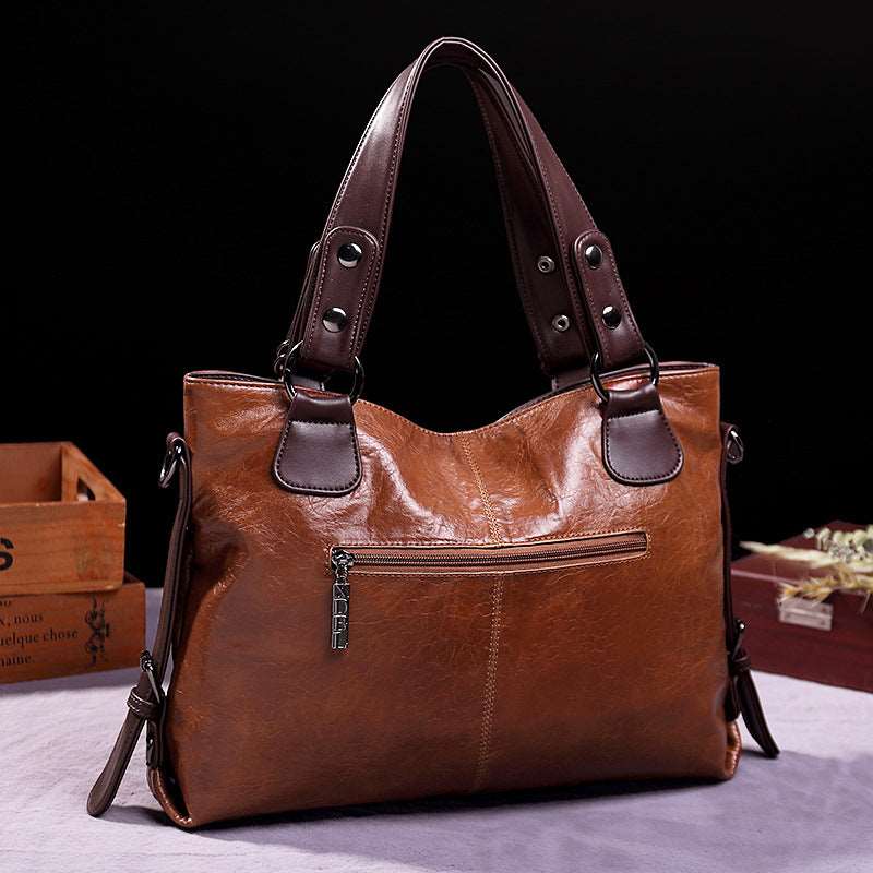 Women's Large Capacity Retro Leather Shoulder Crossbody Tote