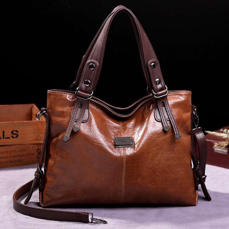 Women's Large Capacity Retro Leather Shoulder Crossbody Tote